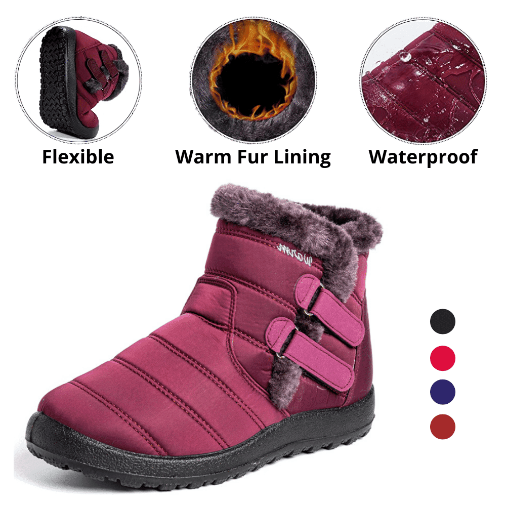 Wasserdichte Damen Schneestiefel Winterschuhe mit warmem Plüsch Fleece gefüttert Ankle Booties