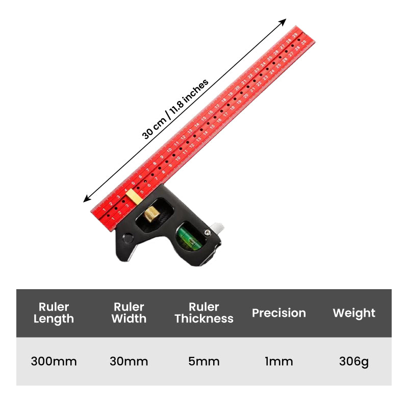 🔥Neujahrsangebot 50% OFF🔥Kombination Quadratisches Lineal 45-90 Grad Markierung