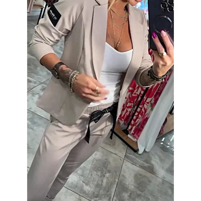 2-teiliges Set aus lässiger Anzugjacke und Hose für Damen🌺 KOSTENLOSER VERSAND